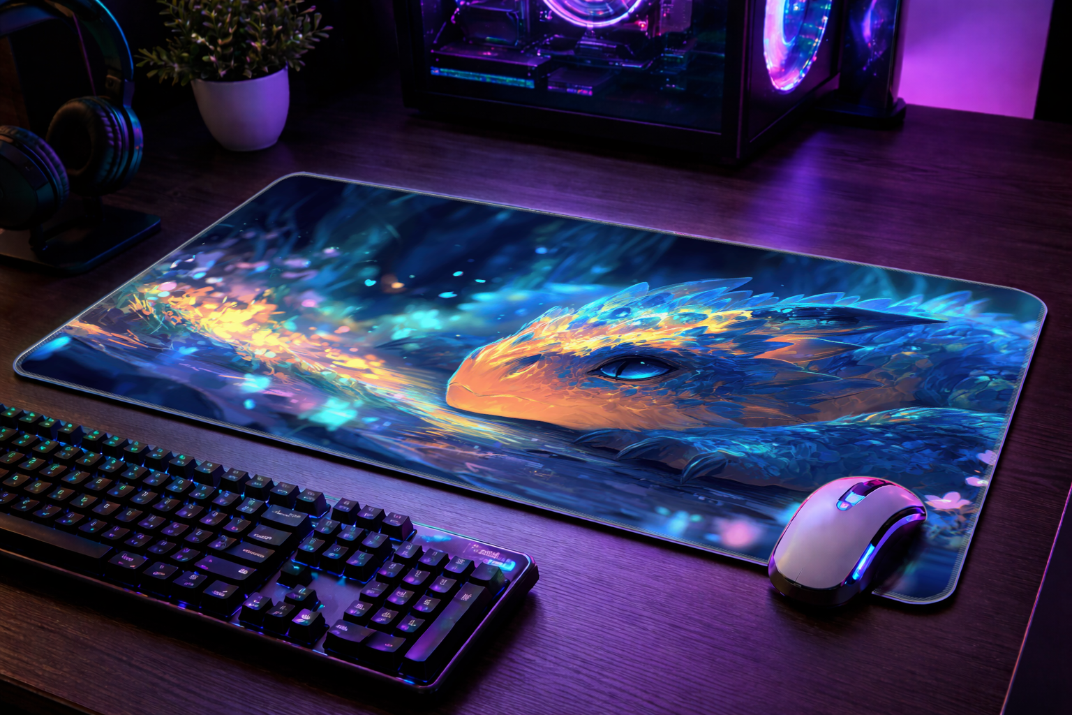 Baby Dragon Battle Buddy - Full Desk Mouse Pad