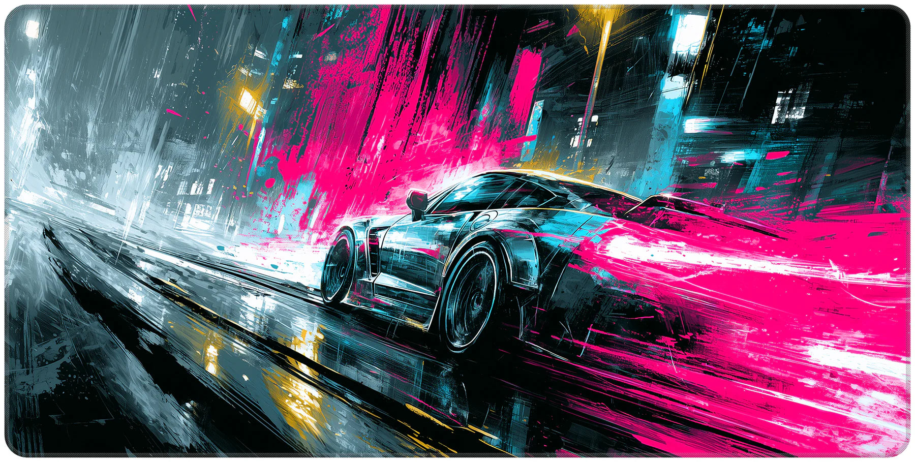 Neon Racer - Full Desk Mouse Pad