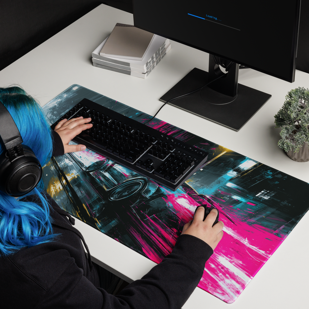 Neon Racer - Full Desk Mouse Pad
